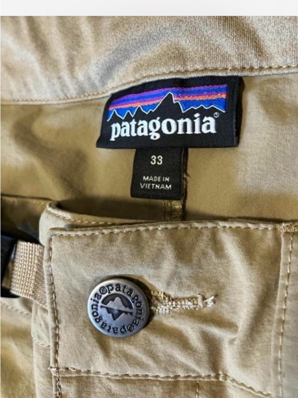 Patagonia Men's Tan Hybrid Shorts with Zip Pocket Adjustable Waist Size 33 - Picture 6 of 8